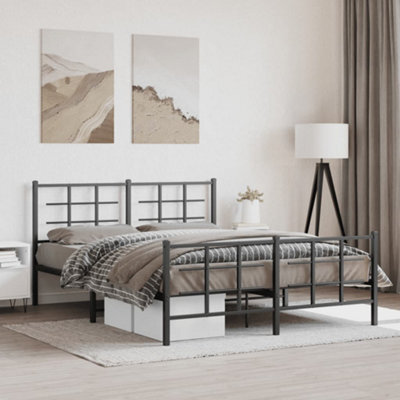 Berkfield Metal Bed Frame Without Mattress With Footboard Black 150X200Cm - image 1