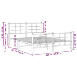 Berkfield Metal Bed Frame Without Mattress With Footboard Black 150X200Cm - thumbnail 9