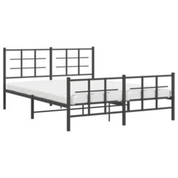 Berkfield Metal Bed Frame Without Mattress With Footboard Black 150X200Cm - thumbnail 3