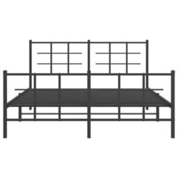 Berkfield Metal Bed Frame Without Mattress With Footboard Black 150X200Cm - thumbnail 4