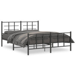 Berkfield Metal Bed Frame Without Mattress With Footboard Black 150X200Cm - thumbnail 2
