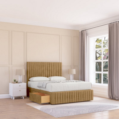 "Sloomy 6Ft Madison Divan Bed Base Sand Naples ,4 Drawers, 12"" Footboard & 26"" Struts Headboard - Super King" - image 1