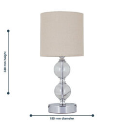 First Choice Lighting Chrome Two Ball Table Lamp With Natural Linen Shade - thumbnail 9