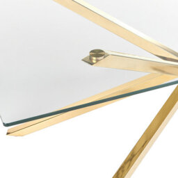 Beliani Dining Table Cora Gold 160 Cm 90 Cm Tempered Glass - thumbnail 5