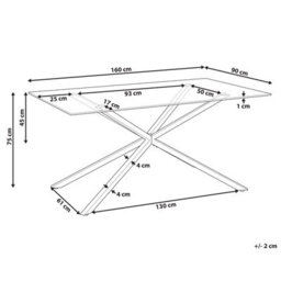 Beliani Dining Table Cora Gold 160 Cm 90 Cm Tempered Glass - thumbnail 3
