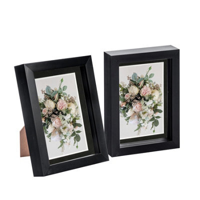 "Nicola Spring 5 X 7"" Photo Frames - Black/black Mount - 3D Picture Frame Box Portrait Display Case (20 X 15.5Cm) Set Of 2" - image 1
