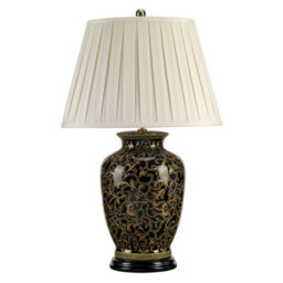 Elegant Large Chinese Table Lamp With Cream Shade And Gold Accents - thumbnail 2