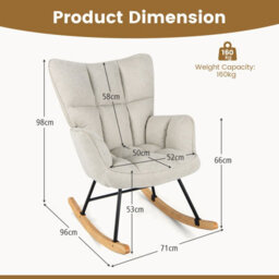 Costway Modern Linen Rocking Accent Chair Upholstered Glider Rocker Armchair - thumbnail 2