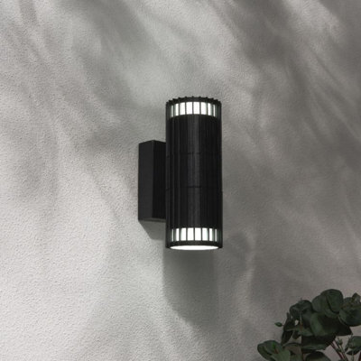 CGC Lighting Cgc Lilly Black Ribbed Gu10 Up & Down Outdoor Wall Light Ip44 - image 1