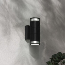 CGC Lighting Cgc Lilly Black Ribbed Gu10 Up & Down Outdoor Wall Light Ip44 - thumbnail 1