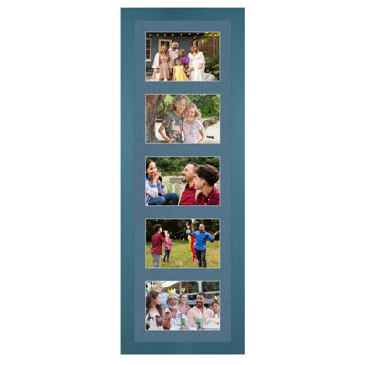 AK Frames 26X8 Navy Blue Modern Multi Photo Frame With Pompadour Mount - Holds 5 Apertures (5X) 6X4 Photos - image 1