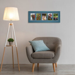 AK Frames 26X8 Navy Blue Modern Multi Photo Frame With Pompadour Mount - Holds 5 Apertures (5X) 6X4 Photos - thumbnail 3