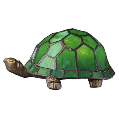 Happy Homewares Beautifully Hand Crafted Green Glass Tortoise Tiffany Lamp - image 1