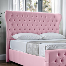 UKBEDFURNITURE Isabella Pink Slatted Base Upholstered Bed Frame Only - 48 Inch Headboard - thumbnail 2