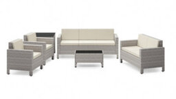 Home Detail 5-Seater Rattan Garden Lounge Set With Coffee Table,  Grey Rattan - thumbnail 2