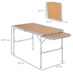 Outsunny 4Ft Aluminium Picnic Table W/side Desktop Outdoor Bbq Party Portable - thumbnail 3