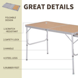 Outsunny 4Ft Aluminium Picnic Table W/side Desktop Outdoor Bbq Party Portable - thumbnail 7