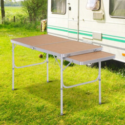 Outsunny 4Ft Aluminium Picnic Table W/side Desktop Outdoor Bbq Party Portable - thumbnail 1