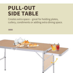 Outsunny 4Ft Aluminium Picnic Table W/side Desktop Outdoor Bbq Party Portable - thumbnail 6