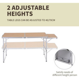 Outsunny 4Ft Aluminium Picnic Table W/side Desktop Outdoor Bbq Party Portable - thumbnail 5