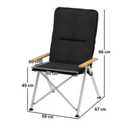 Outsunny Padded Camp Chair Outdoor High Back Folding Recliner With Bag Black - thumbnail 3