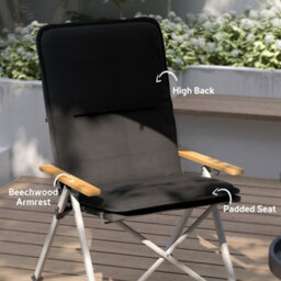 Outsunny Padded Camp Chair Outdoor High Back Folding Recliner With Bag Black - thumbnail 6