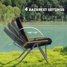 Outsunny Padded Camp Chair Outdoor High Back Folding Recliner With Bag Black - thumbnail 4