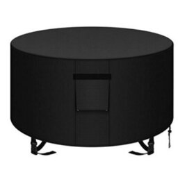 Outdoor Garden Furniture Cover With Ventilation, Waterproof, Windproof, Round (Dia 127X58Cm) - Black - thumbnail 1