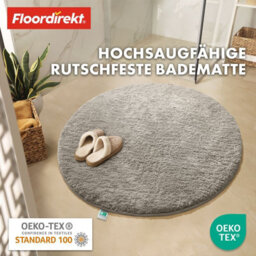 Floordirekt Sky Round Microfibre Bath Mat Soft 30mm Pile Non Slip Washable Bathroom Rug Ivory 95 X 95 X 3 Cm - thumbnail 3