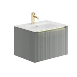Plum&clay Zion Fluted Grey Wall Hung Drawer Vanity Unit & Basin Set (W)600mm - thumbnail 4