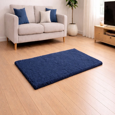 Uetian Navy Blue Dense Pile Rug (120X170 Cm) Plush Soft Carpet For Modern Home Spaces - image 1