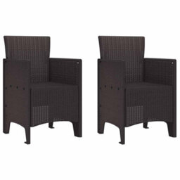 Berkfield Garden Dining Set 3 Pcs Brown Polt Rattan - thumbnail 5