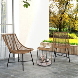 Costway 3 Pcs Outdoor Bistro Set With Pet House Metal Frame Patio Chairs W/ Coffee Table - thumbnail 3
