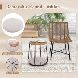 Costway 3 Pcs Outdoor Bistro Set With Pet House Metal Frame Patio Chairs W/ Coffee Table - thumbnail 7