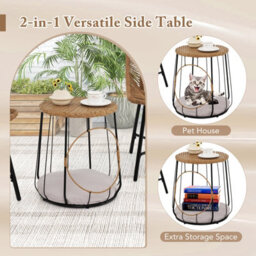 Costway 3 Pcs Outdoor Bistro Set With Pet House Metal Frame Patio Chairs W/ Coffee Table - thumbnail 6