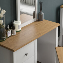 Lassic 3 Drawer Dressing Table Set With Stool And Mirror, Shaker Style Bedroom Vanity Desk, White - thumbnail 3