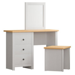 Lassic 3 Drawer Dressing Table Set With Stool And Mirror, Shaker Style Bedroom Vanity Desk, White - thumbnail 7