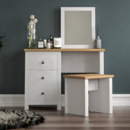 Lassic 3 Drawer Dressing Table Set With Stool And Mirror, Shaker Style Bedroom Vanity Desk, White - thumbnail 6