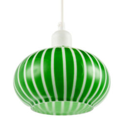Happy Homewares Bright Emerald Green And White Striped Glass Pendant Lighting Shade - thumbnail 3