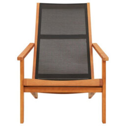 Berkfield Garden Lounge Chair Black Solid Eucalyptus Wood And Textilene - thumbnail 2