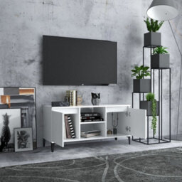 Berkfield Industrial Tv Cabinet With Metal Legs White 103.5X35X50 Cm - thumbnail 3