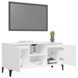 Berkfield Industrial Tv Cabinet With Metal Legs White 103.5X35X50 Cm - thumbnail 4
