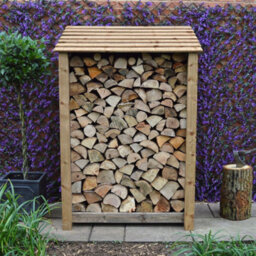 Rutland County Garden Furniture Greetham Log Store - Rustic Brown - Solid Panels - 4Ft Wide X 6Ft Tall + 1 Door / Kindling Shelf / Forward Sloping Roof - thumbnail 5