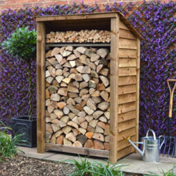 Rutland County Garden Furniture Greetham Log Store - Rustic Brown - Solid Panels - 4Ft Wide X 6Ft Tall + 1 Door / Kindling Shelf / Forward Sloping Roof - thumbnail 7