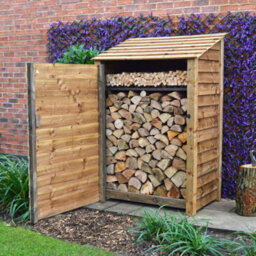 Rutland County Garden Furniture Greetham Log Store - Rustic Brown - Solid Panels - 4Ft Wide X 6Ft Tall + 1 Door / Kindling Shelf / Forward Sloping Roof - thumbnail 4