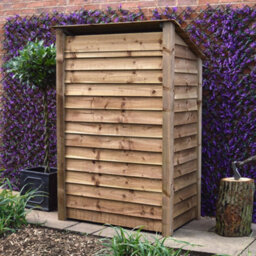 Rutland County Garden Furniture Greetham Log Store - Rustic Brown - Solid Panels - 4Ft Wide X 6Ft Tall + 1 Door / Kindling Shelf / Forward Sloping Roof - thumbnail 9