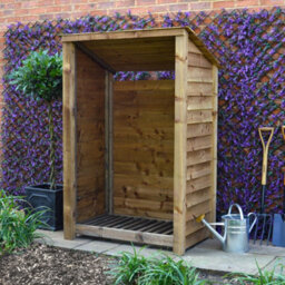 Rutland County Garden Furniture Greetham Log Store - Rustic Brown - Solid Panels - 4Ft Wide X 6Ft Tall + 1 Door / Kindling Shelf / Forward Sloping Roof - thumbnail 8