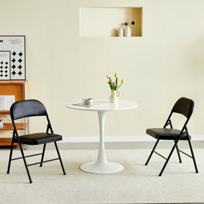 Mcc Direct Set Of 2 Folding Dining Chairs Metal Frame Padded Seats Black - image 1