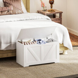 Homcom Storage Trunk For Living Room, With Safety Hinges, 80Cm, White - thumbnail 8