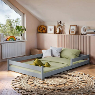Arte Zofia Grey 120 X 200Cm European Small Double Low Bed - Foam/bonnell Mattress Included - image 1